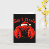 Santa Claws Funny Christmas Lobster With Lights  Kaart (Gele Bloem)