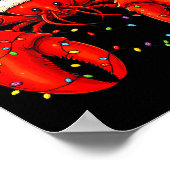 Santa Claws Funny Christmas Lobster With Lights  Poster (Hoek)