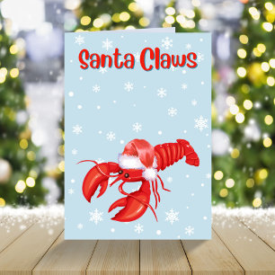 Santa Claws Funny Lobster Crustaceancore Feestdagen Kaart