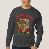Santa Claws is Coming to Town Cat T-Shirt (Voorkant)