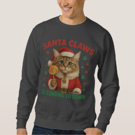 Santa Claws is Coming to Town Cat T-Shirt