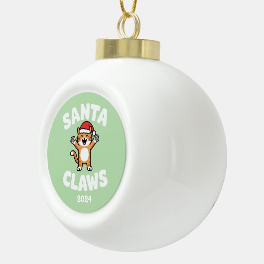 Santa Claws Keramische Bal Ornament (Rechts)