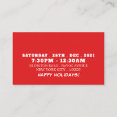 Santa Claws, Kerstfeest Ticket Uitnodiging Informatiekaartje (Achterkant)