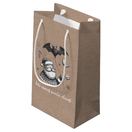 Santa Claws Klein Cadeauzakje (Achterkant Gekanteld)