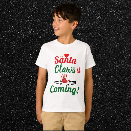 Santa Claws komt grappig kerstfeest gepersonalisee T-shirt