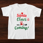 Santa Claws komt grappig kerstfeest gepersonalisee T-shirt