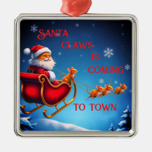 Santa Claws komt naar de stad Metalen Ornament