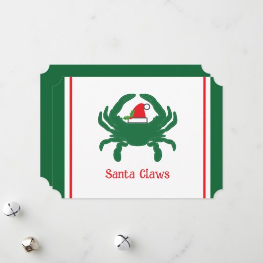 Santa Claws List Nautical Pun Holiday Card Feestdagenkaart (Voorkant / Achterkant in situ)