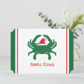 Santa Claws List Nautical Pun Holiday Card Feestdagenkaart (Staand voorkant)