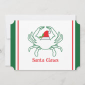 Santa Claws List Nautical Pun Holiday Card White Feestdagenkaart (Voorkant)