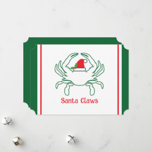 Santa Claws List Nautical Pun Holiday Card White Feestdagenkaart