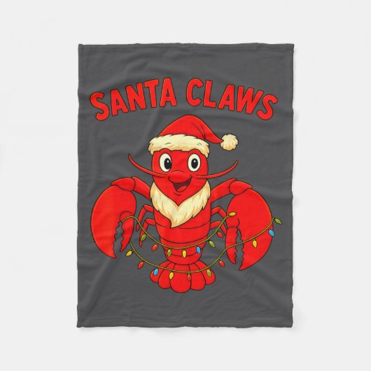 Santa Claws Lobster Christmas Lights Holiday Desig Fleece Deken (Voorkant)