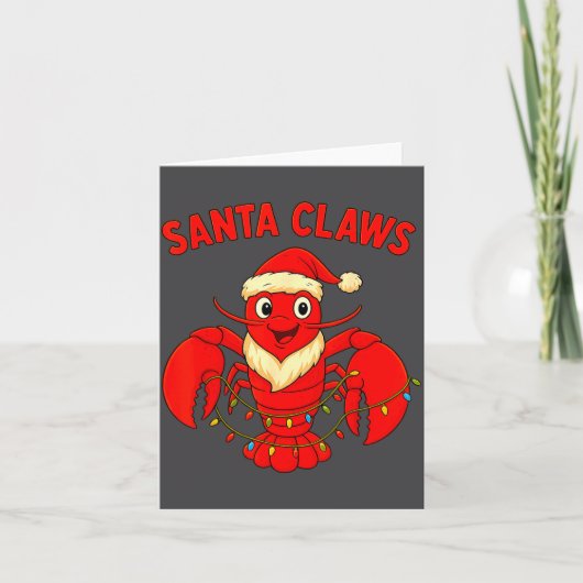 Santa Claws Lobster Christmas Lights Holiday Desig Kaart (Voorkant)