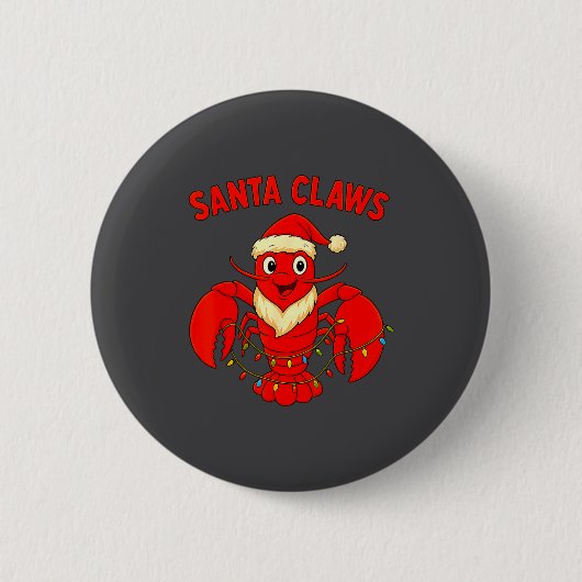 Santa Claws Lobster Christmas Lights Holiday Desig Ronde Button 5,7 Cm (Voorkant)