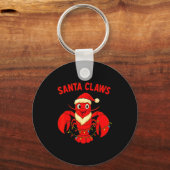 Santa Claws Lobster Christmas Lights Holiday Desig Sleutelhanger (Voorkant)