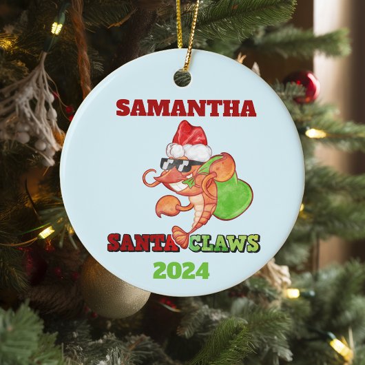 Santa Claws Lobster Kerstmis op maat Keramisch Ornament