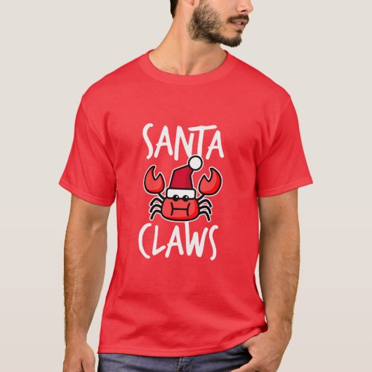 Santa Claws New England Crab Funny Kerstmis T-shirt (Voorkant)