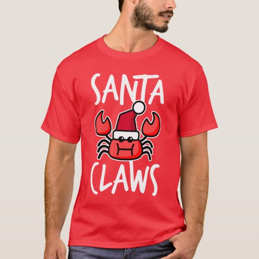 Santa Claws New England Crab Funny Kerstmis T-shirt (Voorkant)