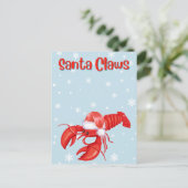 Santa Claws Pun Funny Lobster Kerstmis Feestdagenkaart (Staand voorkant)