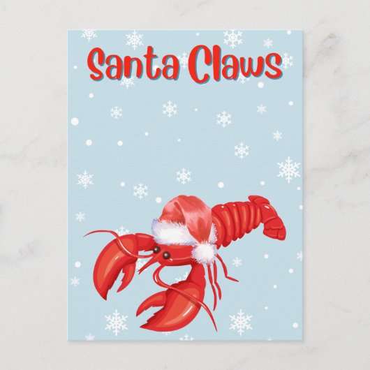 Santa Claws Pun Funny Lobster Kerstmis Feestdagenkaart (Voorkant)