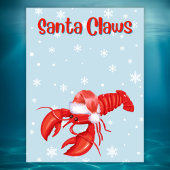 Santa Claws Pun Funny Lobster Kerstmis Feestdagenkaart