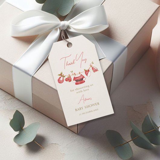 Santa Clothes Winter Boy Baby shower Bedankt Cadeaulabel