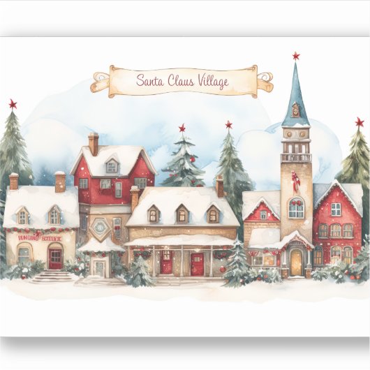 Santa Clouse dorp op kerstdag Sticker (Voorkant)