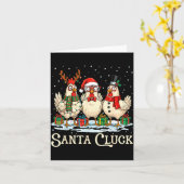 Santa Cluck Chicken Christmas Farm Animal Funny  Kaart (Gele Bloem)