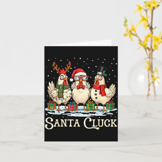 Santa Cluck Chicken Christmas Farm Animal Funny  Kaart (Gele Bloem)