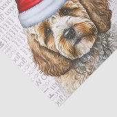 Santa Cockapoo Dog Feestelijke Kerstvakantie Tissuepapier (Detail)