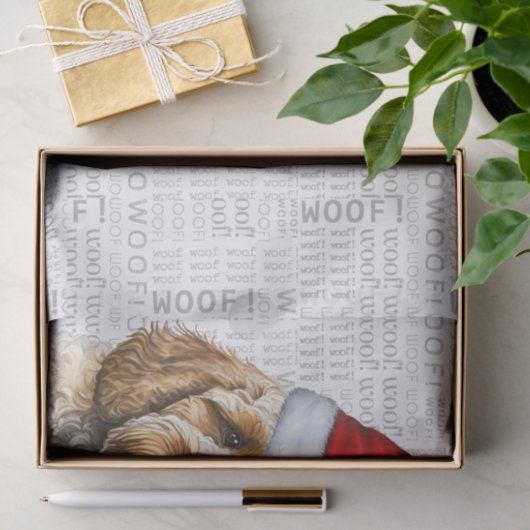 Santa Cockapoo Dog Feestelijke Kerstvakantie Tissuepapier (Geschenk)