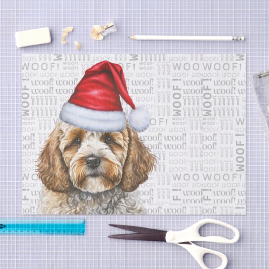 Santa Cockapoo Dog Feestelijke Kerstvakantie Tissuepapier (Craft)