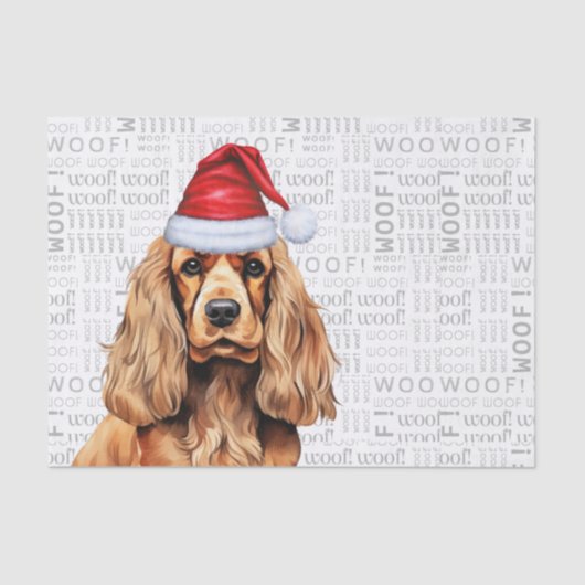 Santa Cocker Spaniel Hond Feestelijke Kerstvakanti Tissuepapier (Voorkant)