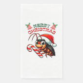 Santa Cockroach Cartoon Christmas Candy Cane Servet (Voorkant)