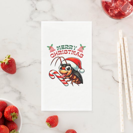 Santa Cockroach Cartoon Christmas Candy Cane Servet (Insitu)