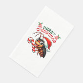 Santa Cockroach Cartoon Christmas Candy Cane Servet (Hoek)