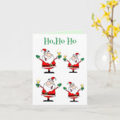 Santa Cocktail Ho Ho Ho Funny-kerstmannen Kaart (Gele Bloem)