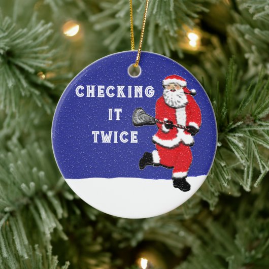 Santa Collectieve Lacrosse Keramisch Ornament (Boom)