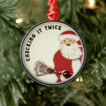 Santa Collectieve Lacrosse Metalen Ornament<br><div class="desc">The original,  first-ever "Checking It Twice" lax design from 2009.</div>