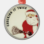 Santa Collectieve Lacrosse Metalen Ornament (Voorkant)