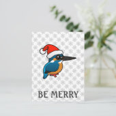 Santa Common Kingfisher Feestdagenkaart (Staand voorkant)