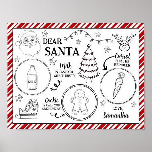 Santa Cookie & Milk Serving Placemat Tray Placemat Poster (Voorkant)