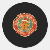 Santa Cookie Testing Department Taster Christmas  Ronde Sticker (Voorkant)