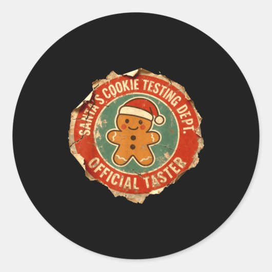Santa Cookie Testing Department Taster Christmas Ronde Sticker (Voorkant)