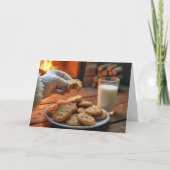 Santa Cookies bij de open haard Feestdagen Kaart (Voorkant)