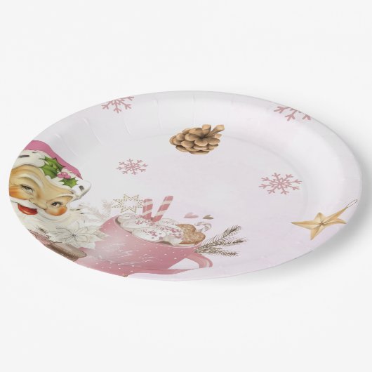 Santa Cookies Cocca Kerstmis Verjaardagsfeest Papieren Bordje (Gekanteld)