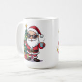 Santa Cool Mug with Sunglasses & Christmas Tree Koffiemok (Voorkant links)