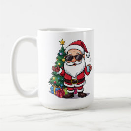 Santa Cool Mug with Sunglasses & Christmas Tree Koffiemok