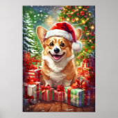Santa Corgi Christmas Canvas Wall Art Poster (Voorkant)