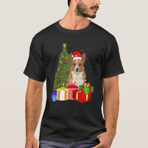 Santa Corgi Hond Kerstboom Licht Xmas Hond T-shirt